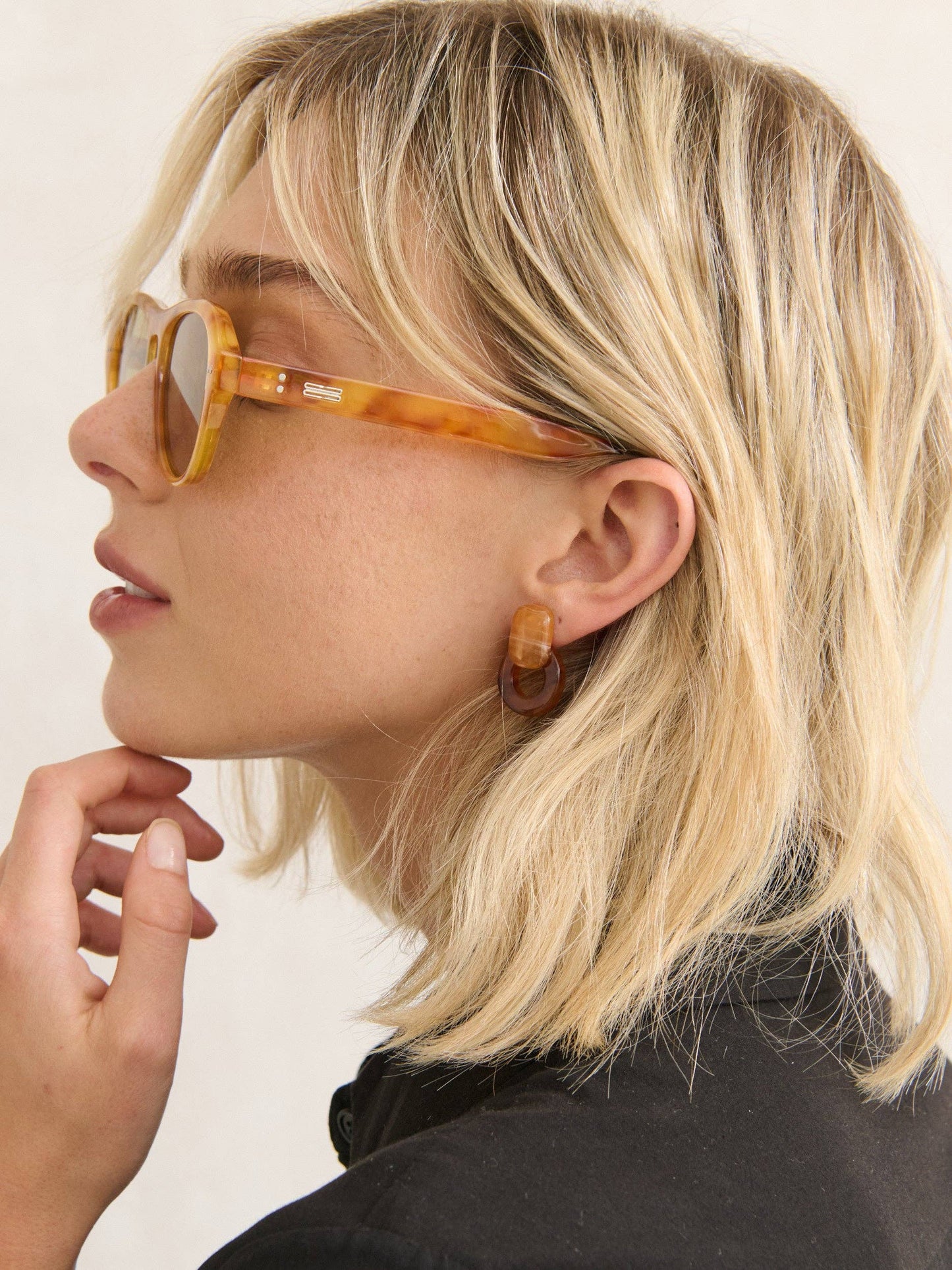 Blanc Round Frame Sunglasses in Vintage Tort