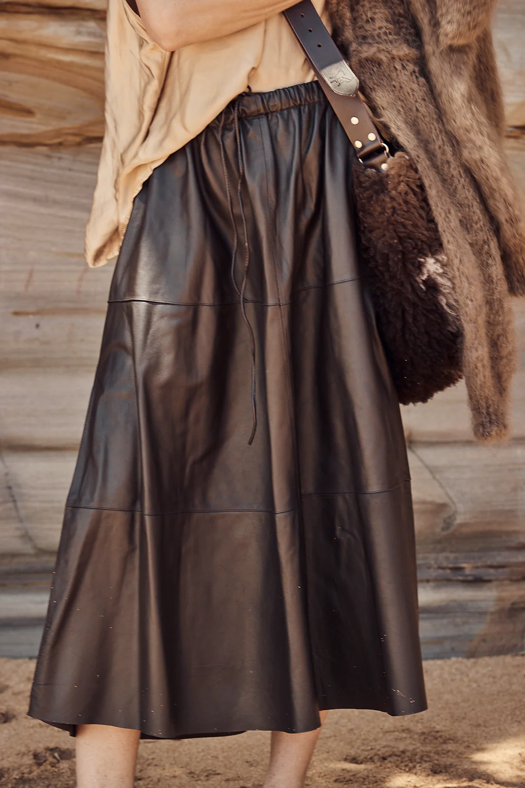 Lune Leather Skirt - Chocolate