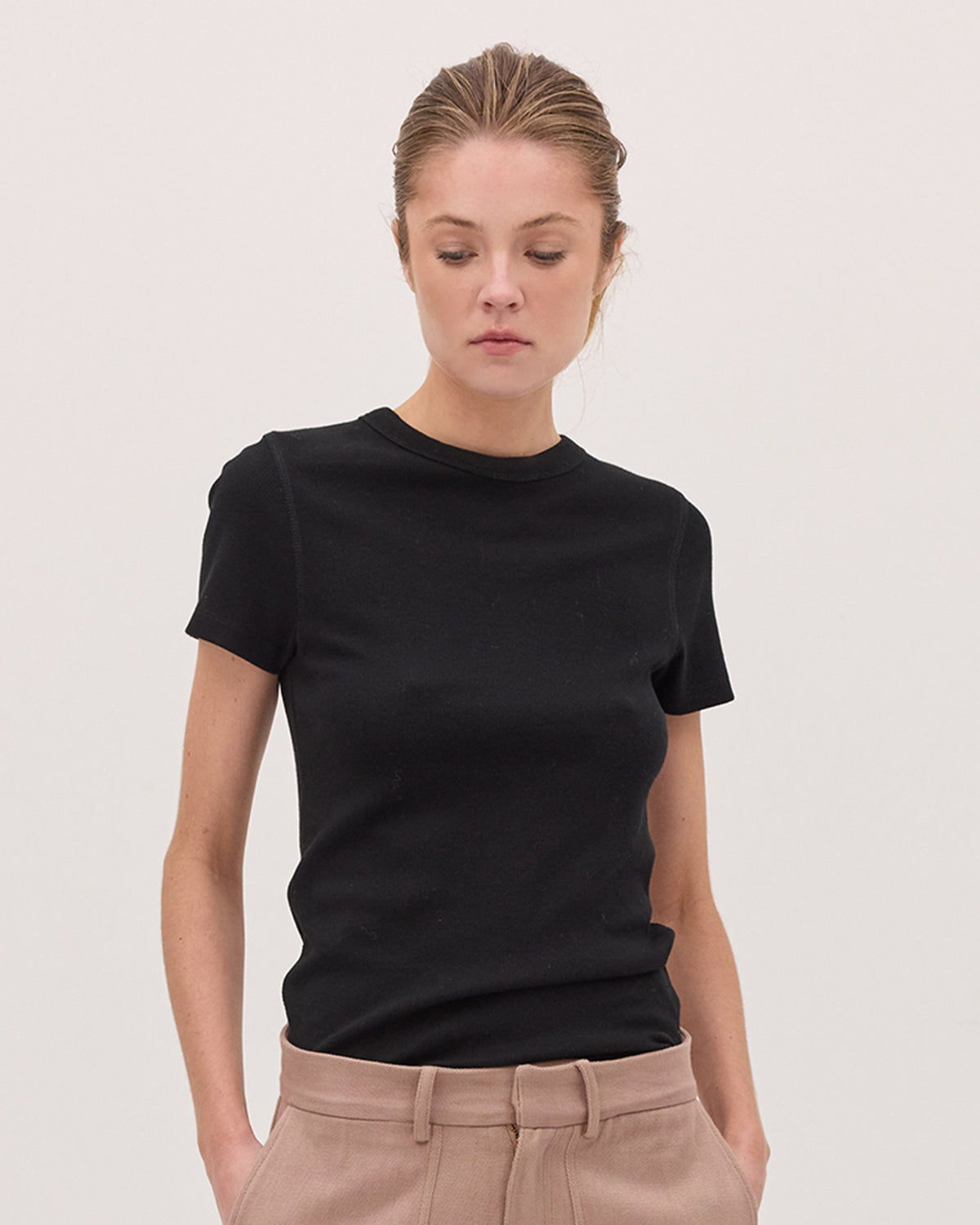 The Ribbed Tee | BLACK
