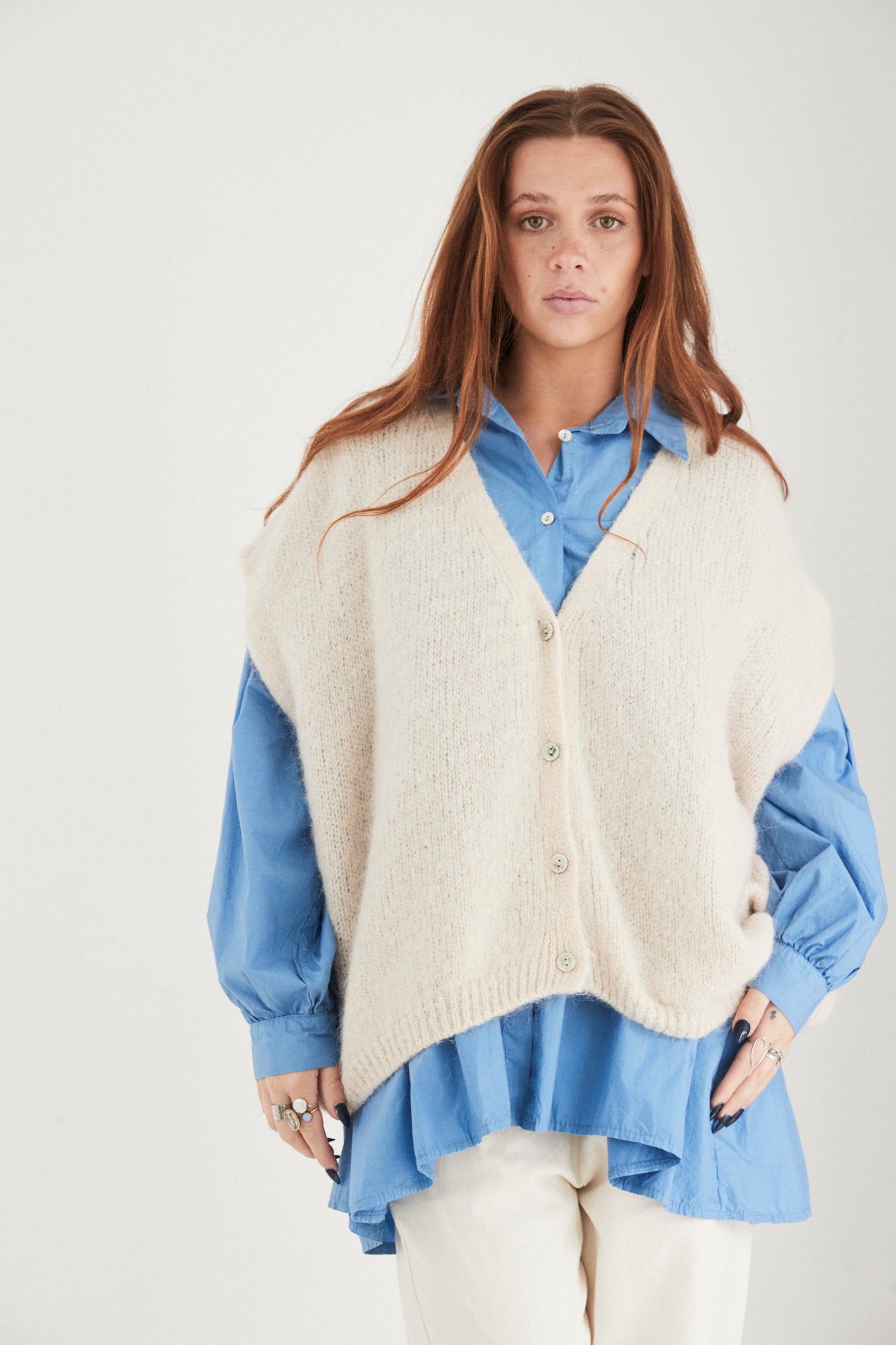Mamapapa Octave sleeveless cardigan - Oat Beige