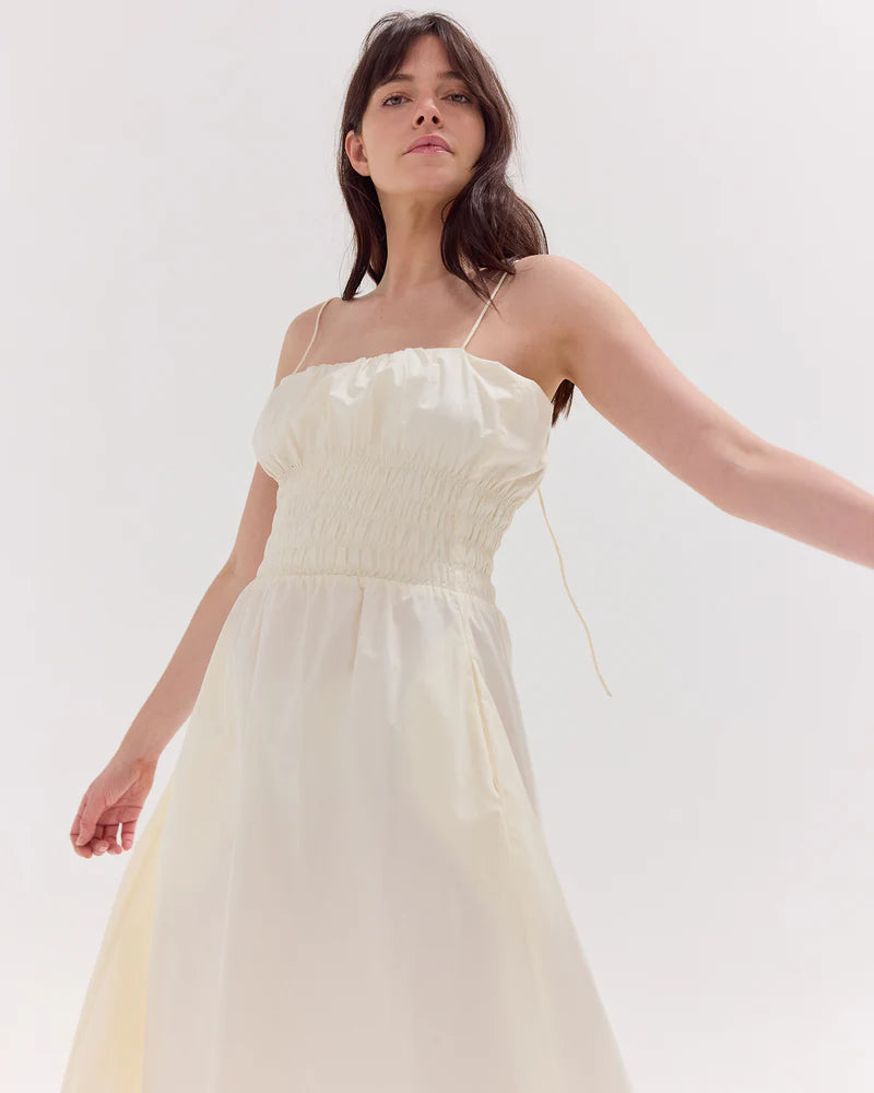 The Shirred Strappy Dress | White
