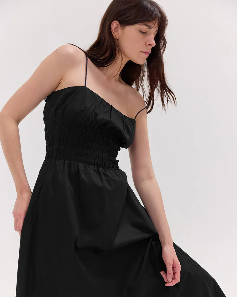 The Shirred Strappy Dress | Black