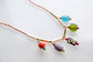 Colorful Gemstone Charm and Rope Necklace