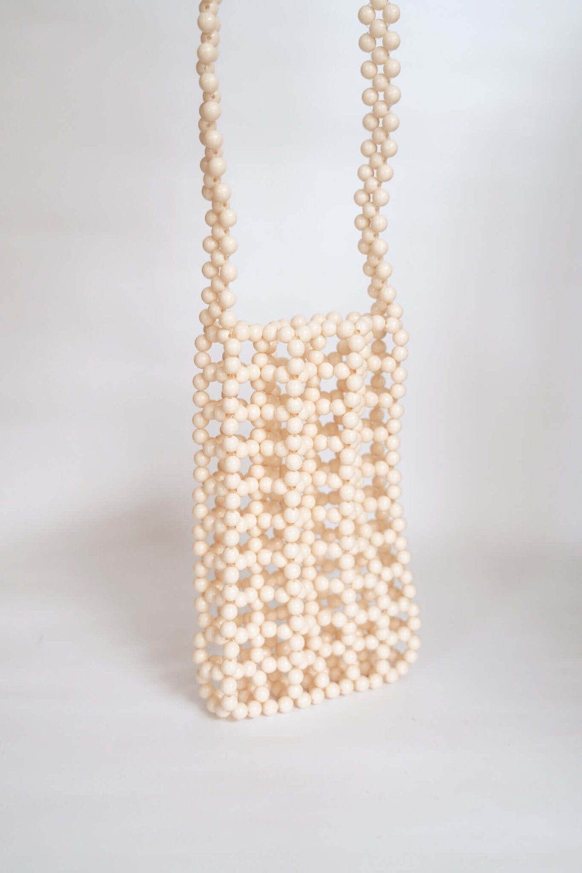 BEADED PHONE BAG - Cream