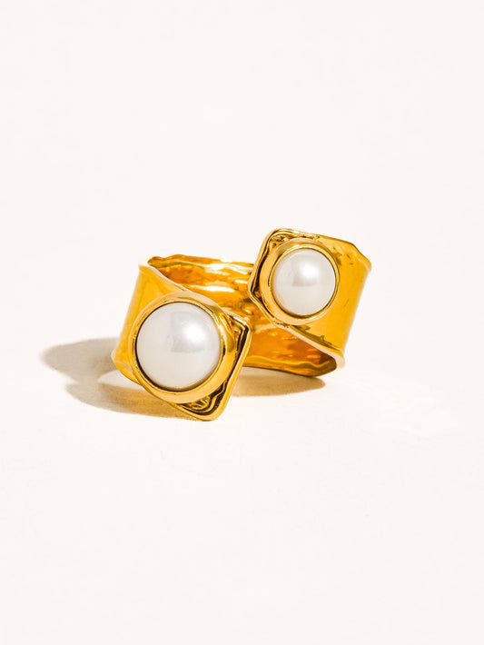 Chœur 18K Gold Non-Tarnish Pearl Abstract Ring