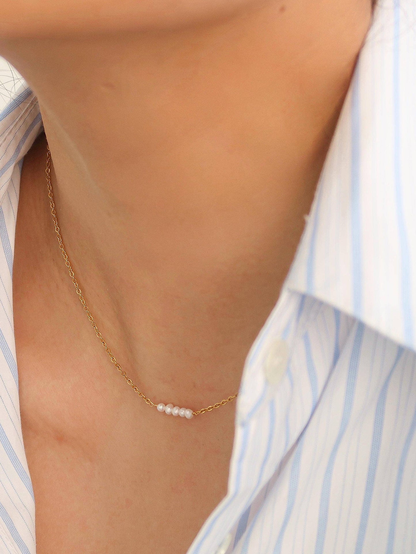 18K Non-Tarnish Petite Pearl Chokers