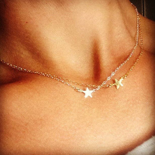 Stella - Mini Star Initial Necklace - Gold, Silver, Rose Gold >>