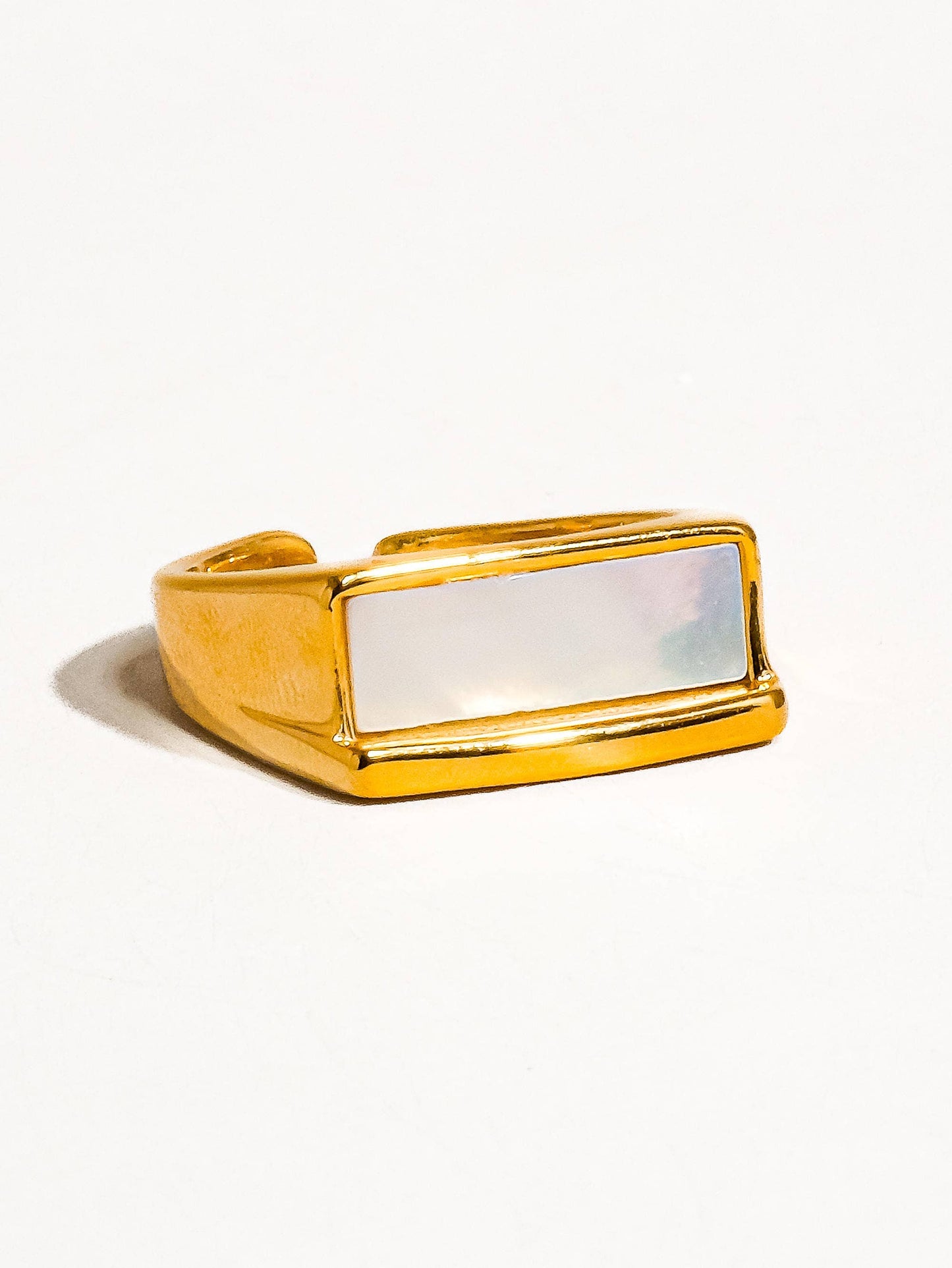 Sawyer 18K Gold Non-Tarnish Rectangle Shell Statement Ring