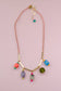 Colorful Gemstone Charm and Rope Necklace