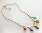 Colorful Gemstone Charm and Rope Necklace