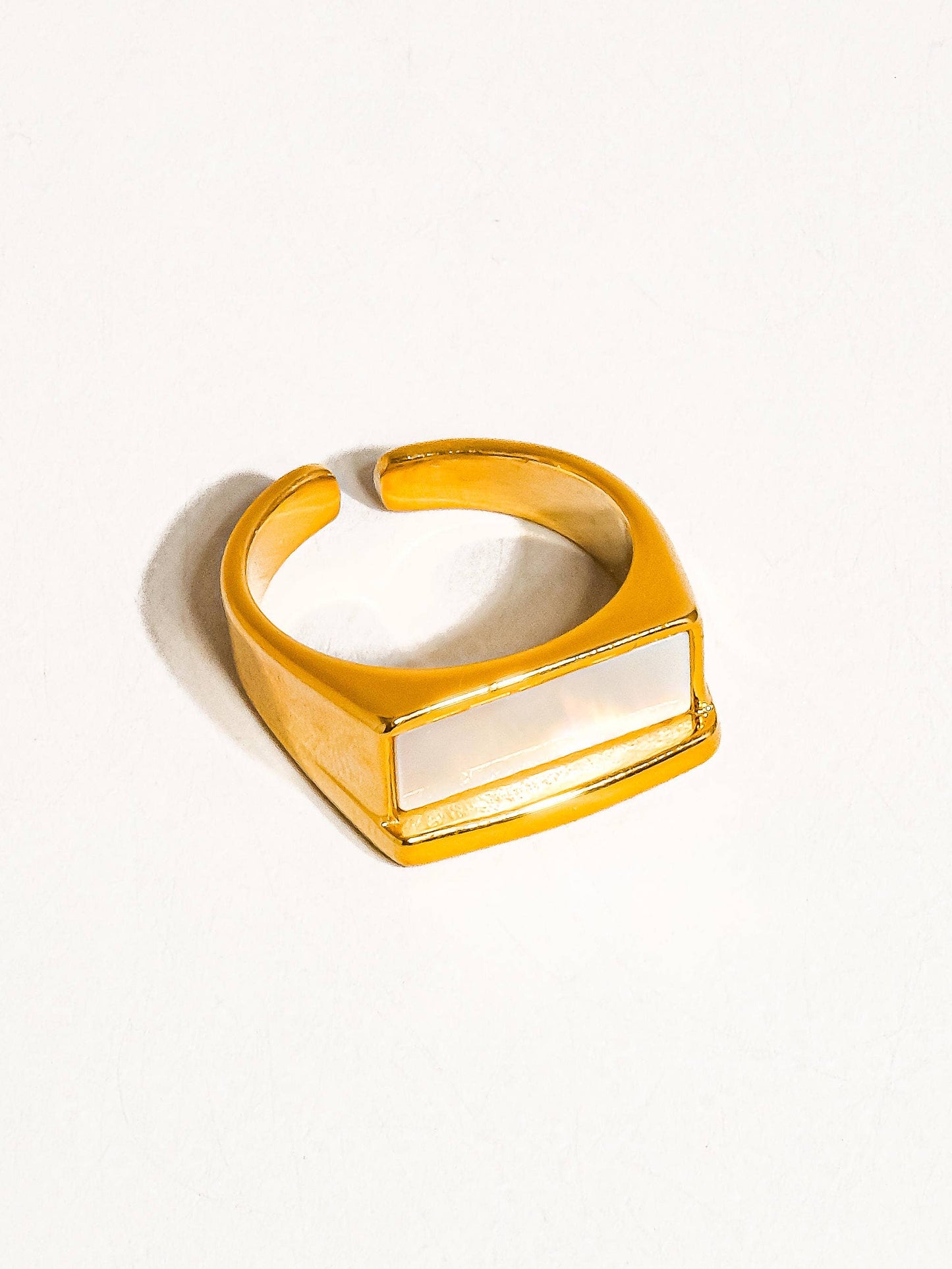 Sawyer 18K Gold Non-Tarnish Rectangle Shell Statement Ring