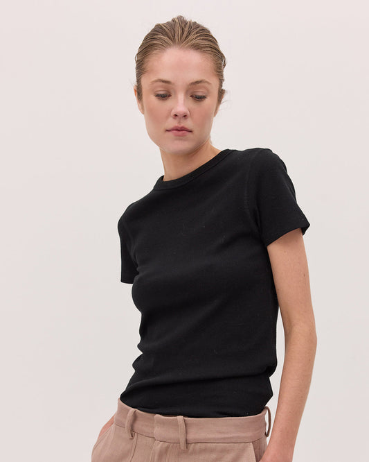 The Ribbed Tee | BLACK