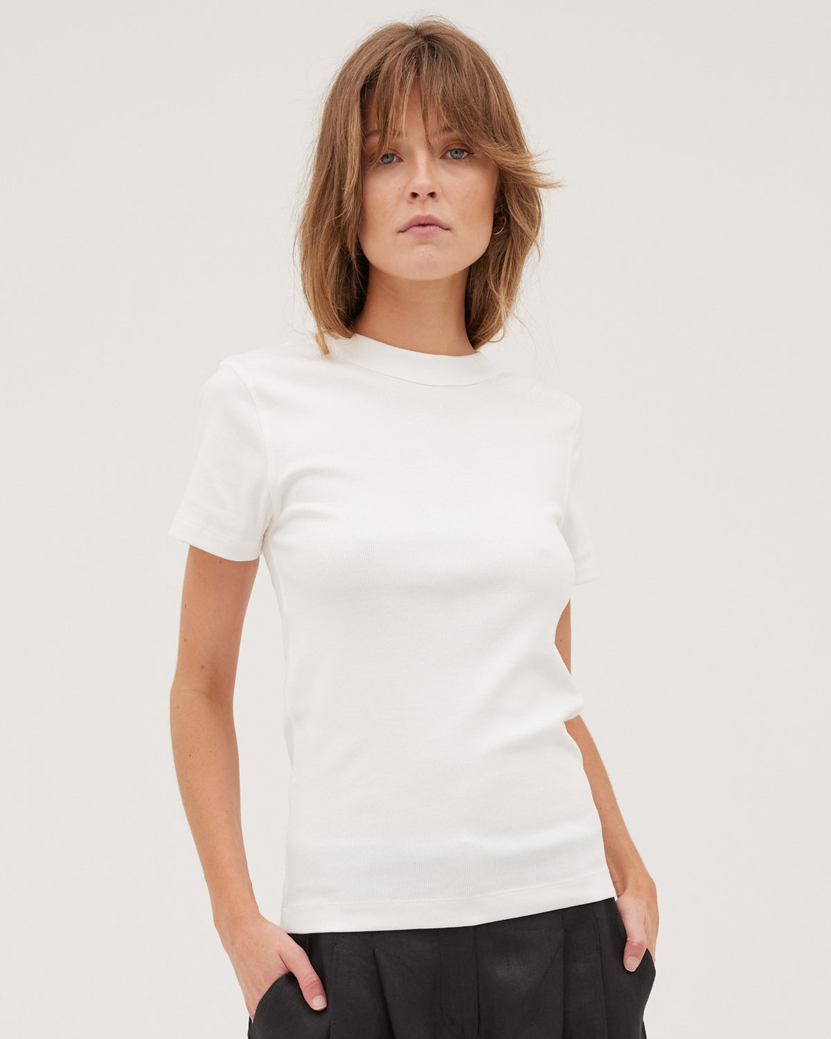 The Ribbed Tee | WHITE