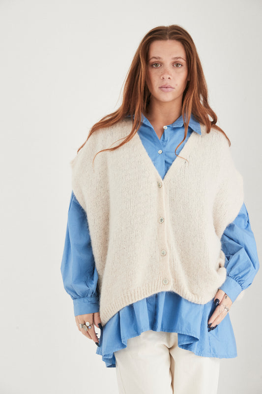 Mamapapa Octave sleeveless cardigan - Oat Beige