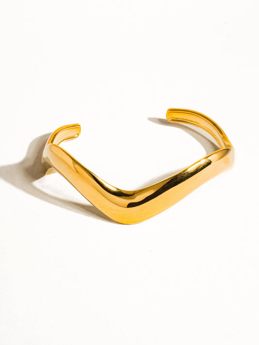 Corey 18K Gold Non-Tarnish V Shaped Bracelet