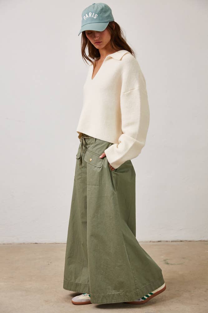 V Neck Polo Collared Pullover Sweater
